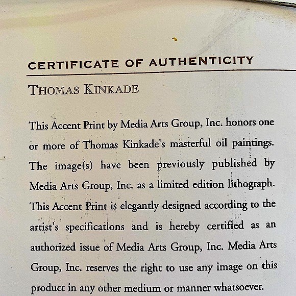 Thomas Kinkade 2005 Signed Accent Print, “St. Nicholas Circle” 13”x17”. - Picture 12 of 12